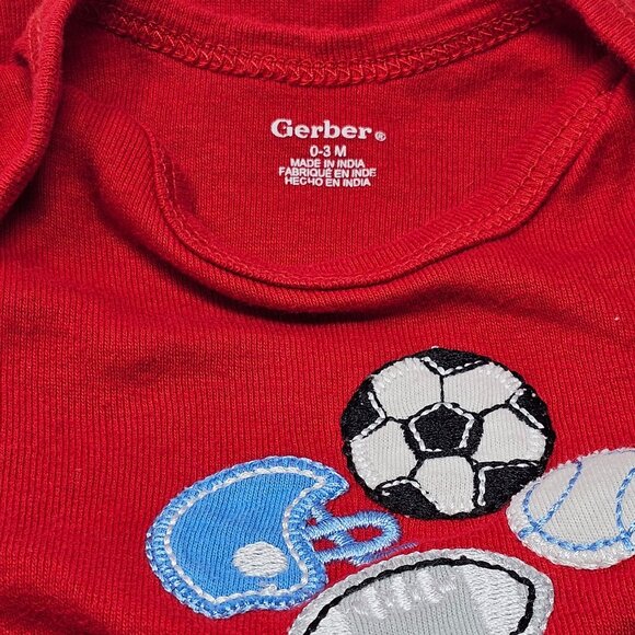 Gerber Hand Embroidered Sports Baby Boy Bodysuit Size 3-6 months - Picture 2 of 4
